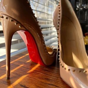 Christian Louboutin Tan Red Sole Heels